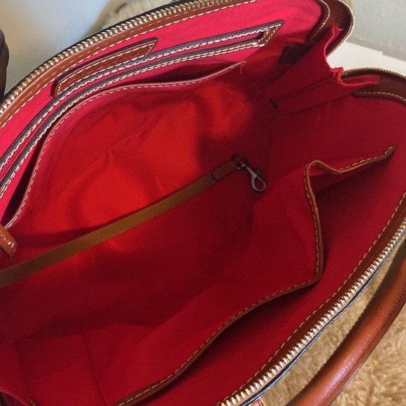 Dooney & Bourke Pebble Grain Zip Zip Satchel in Blue and Brown - Picture 12 of 15